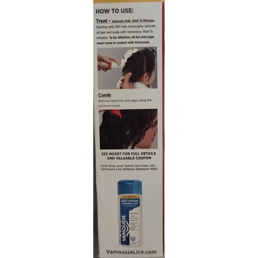 Vamousse Lice Treatment Homeopathic Mousse With Steel Comb